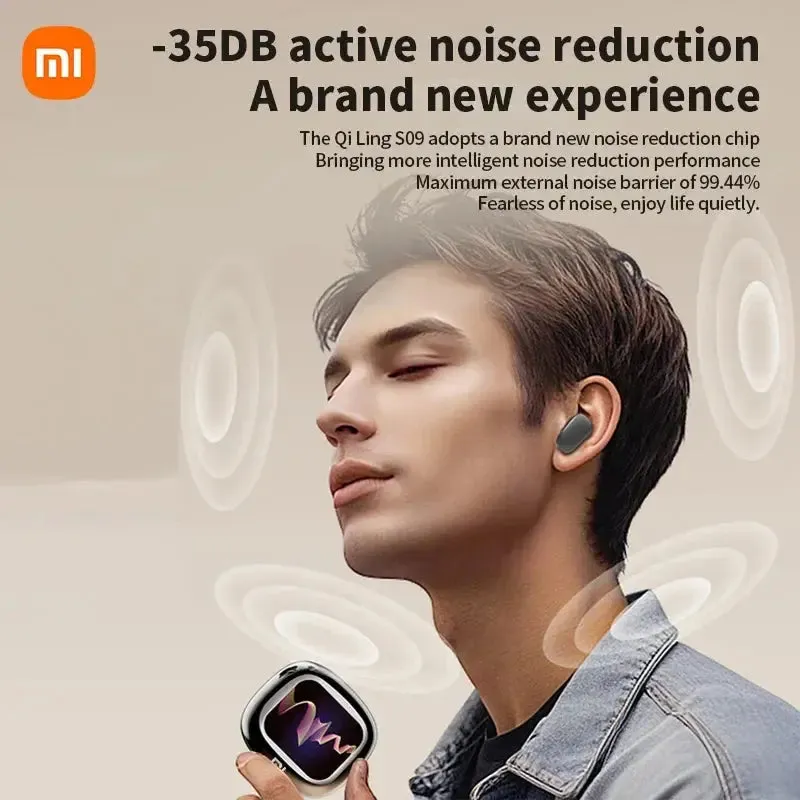 XIAOMI ANC QLS09 Wireless Bluetooth 5.4 Earphones Noise Reduction Headphones Full-Color Screen Sport Headest with Mic