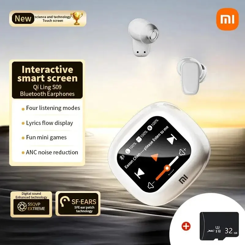 XIAOMI ANC QLS09 Wireless Bluetooth 5.4 Earphones Noise Reduction Headphones Full-Color Screen Sport Headest with Mic