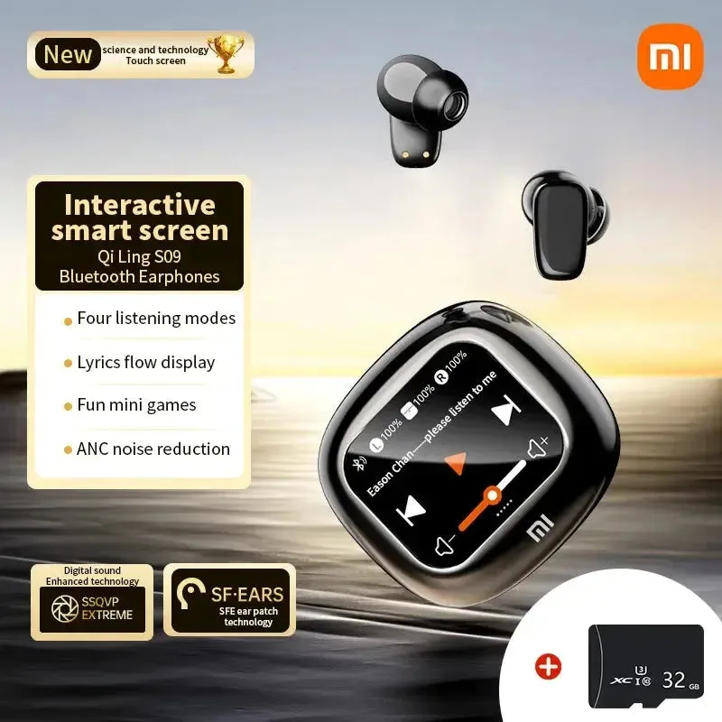 XIAOMI ANC QLS09 Wireless Bluetooth 5.4 Earphones Noise Reduction Headphones Full-Color Screen Sport Headest with Mic